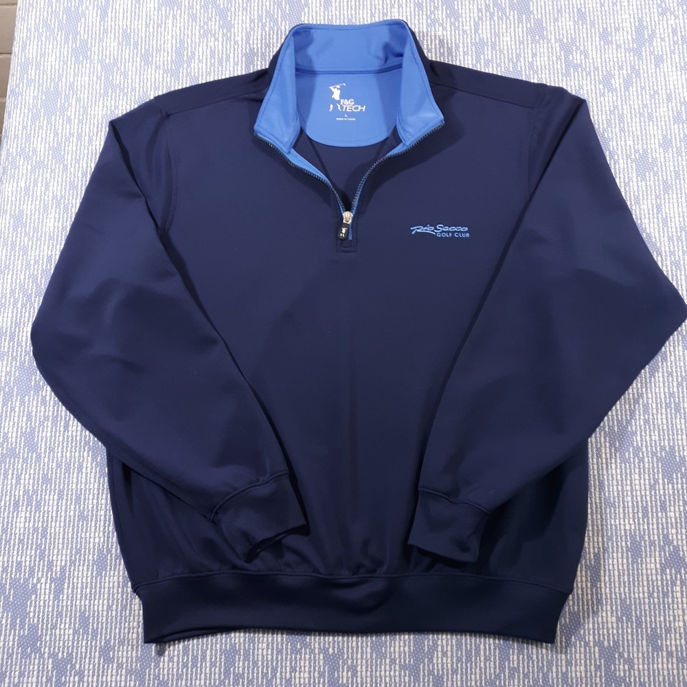 Fairway & Greene Tech Sweater Mens Large 1/4 Zip Pullover Navy Golf Performance